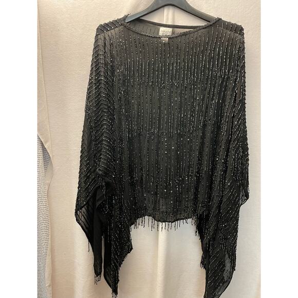 Chicos black beaded luxury fancy  top one size 100% rayon - Picture 1 of 5